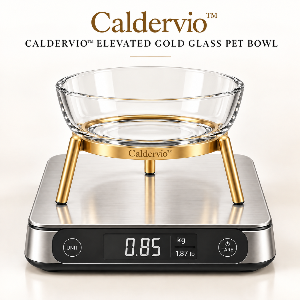 Caldervio™ Elevated Gold Glass Pet Bowl product weight