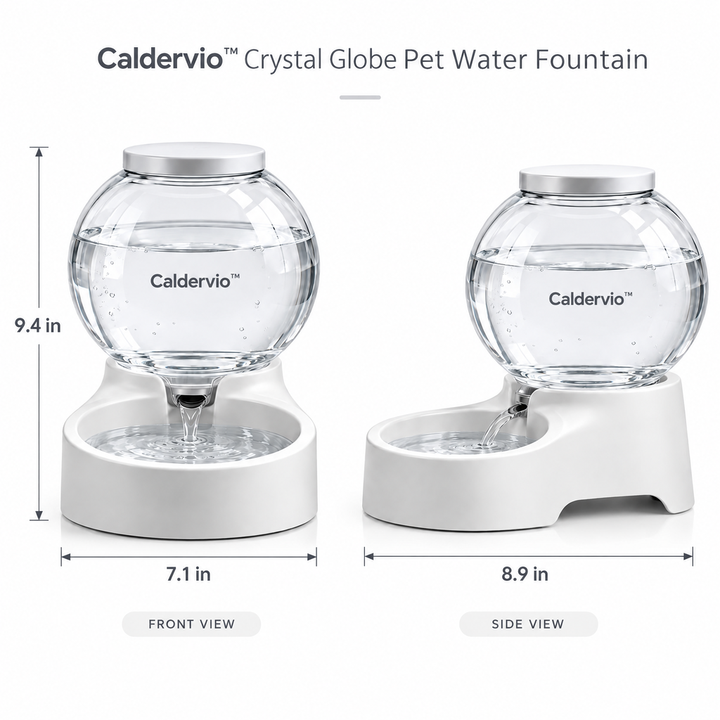 Caldervio™ Crystal Globe Pet Water Fountain product dimensions