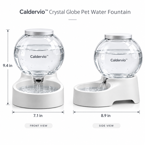 Caldervio™ Crystal Globe Pet Water Fountain product dimensions