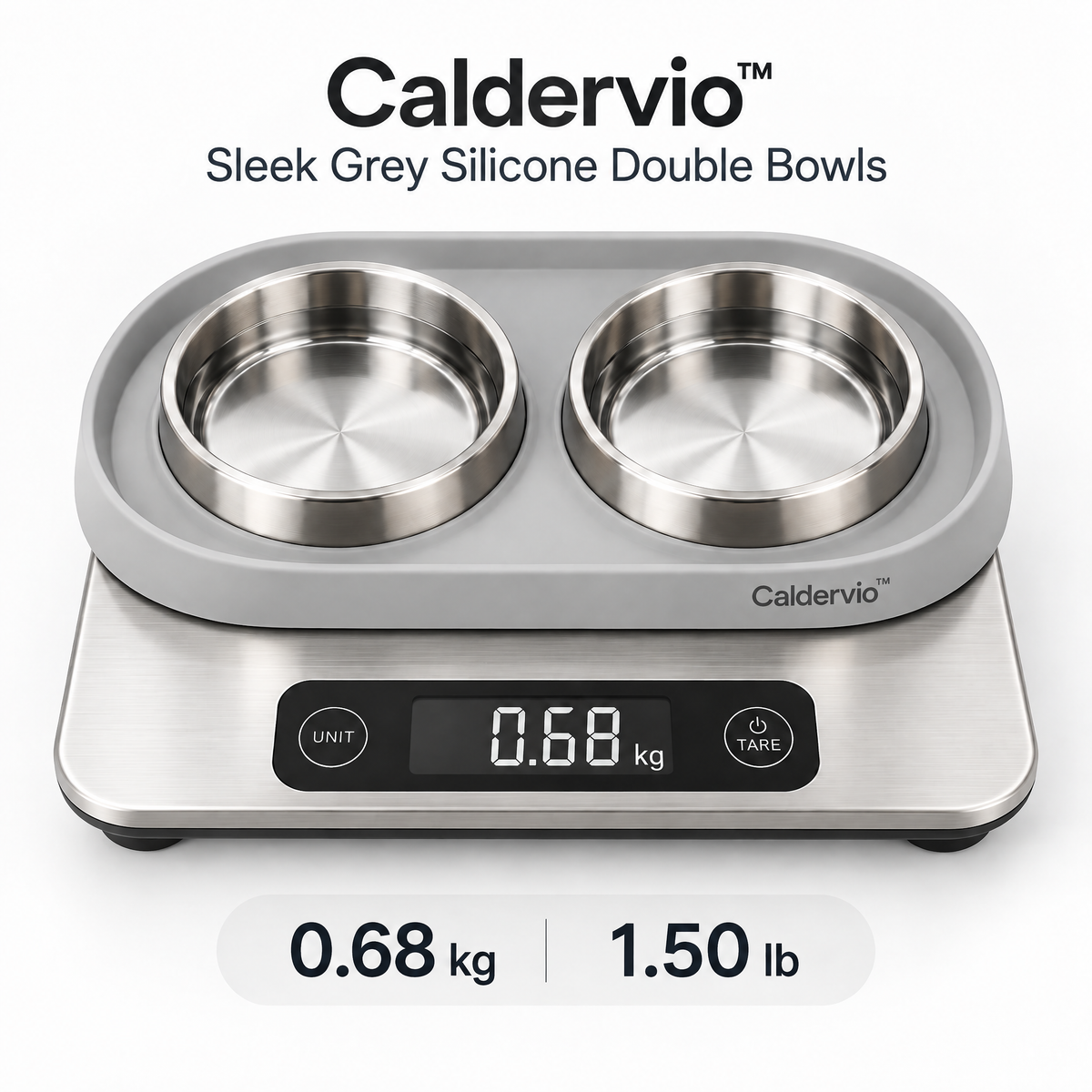 Caldervio™ Sleek Grey Silicone Double Bowls product weight