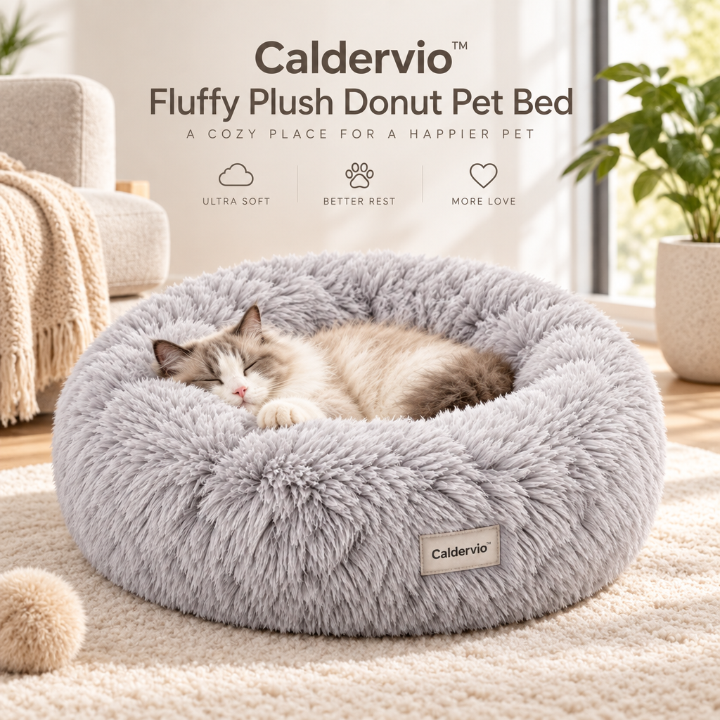 Caldervio™ Fluffy Plush Donut Pet Bed brand hero image