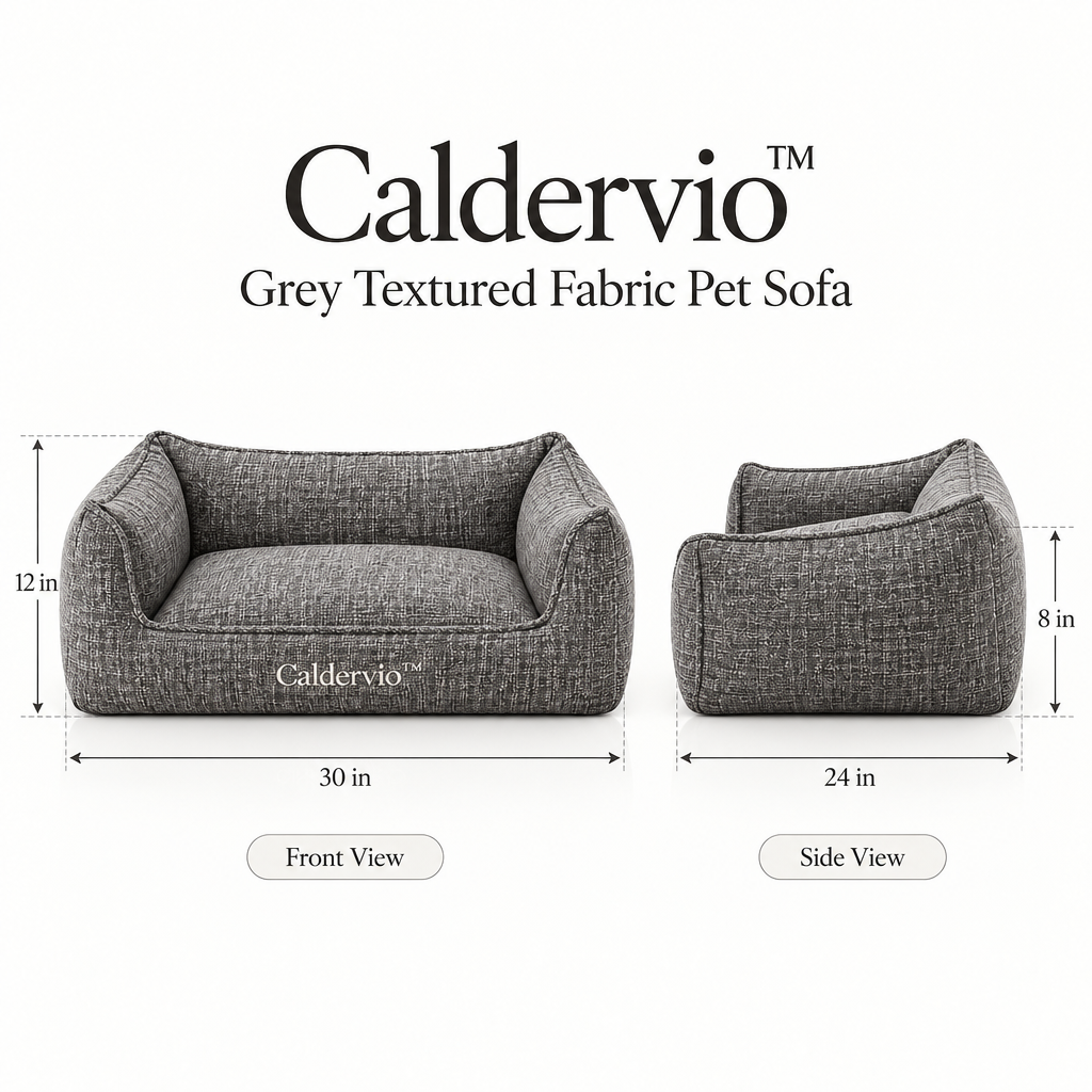 Caldervio™ Grey Textured Fabric Pet Sofa product dimensions