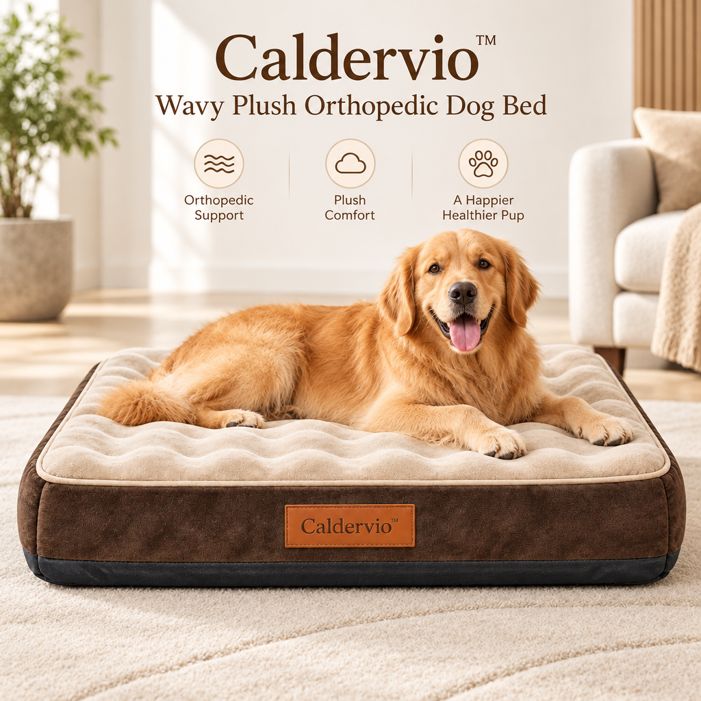 Caldervio™ Wavy Plush Orthopedic Dog Bed lifestyle image