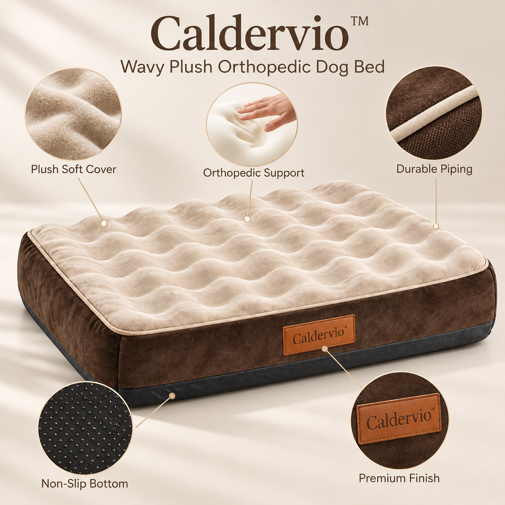 Caldervio™ Wavy Plush Orthopedic Dog Bed materials and structure