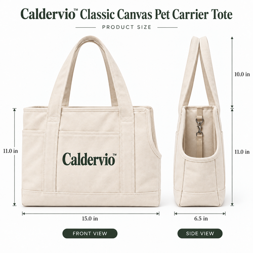 Caldervio™ Classic Canvas Pet Carrier Tote product dimensions
