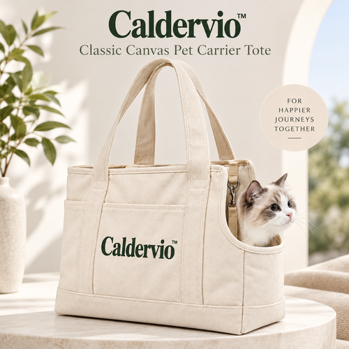 Caldervio™ Classic Canvas Pet Carrier Tote lifestyle image